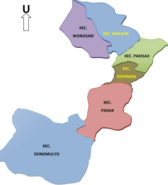 Gambar 2. Peta Wilayah Kerja PT PLN (Persero) Rayon Kepanjen  Terdiri dari : 