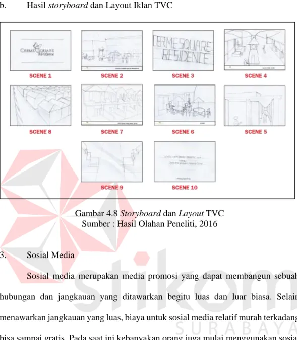 Gambar 4.8 Storyboard dan Layout TVC  Sumber : Hasil Olahan Peneliti, 2016 