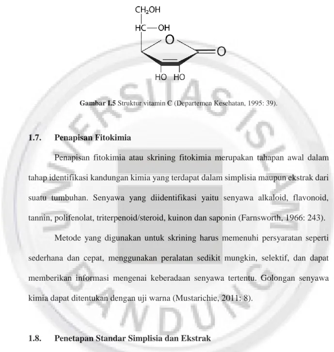 Gambar I.5 Struktur vitamin C (Departemen Kesehatan, 1995: 39). 