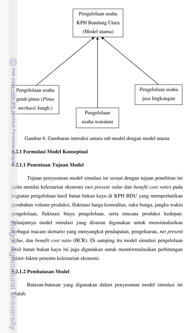 Gambar 6. Gambaran interaksi antara sub model dengan model utama  5.2.1 Formulasi Model Konseptual 