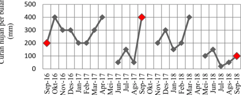 Gambar 12. Pola Curah hujan di lokasi penelitian dan sekitarnya (Sumber : BMKG.go.id)