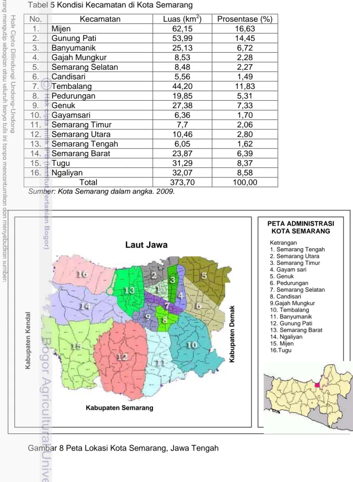 Tabel 5 Kondisi Kecamatan di Kota Semarang 