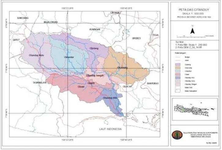 Gambar 1. Lokasi penelitian DAS Citanduy Hulu dan DAS CiseelFigure 1. Study location at Citanduy Hulu Watershed and Ciseel Watershed