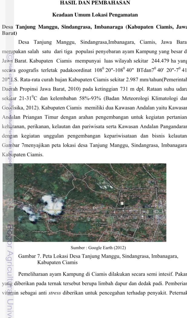 Gambar 7. Peta Lokasi Desa Tanjung Manggu, Sindangrasa, Imbanagara, 
