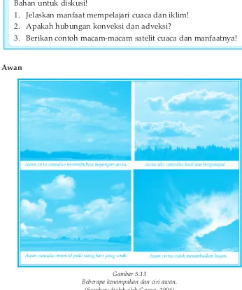 Gambar 5.13Beberapa kenampakan dan ciri awan.