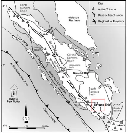 Gambar 1. Geologi regional sumatera (Darman dan Sidi, 2000; Amijaya dan Littke, 2005) 