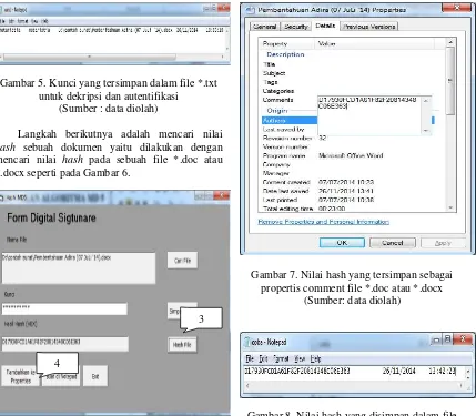 Gambar 8. Nilai hash yang disimpan dalam file *.txt (Sumber: data diolah) 