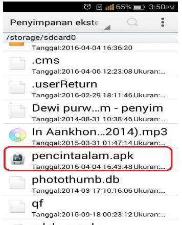 Gambar 2. Tampilan file aplikasi berbentuk APK 