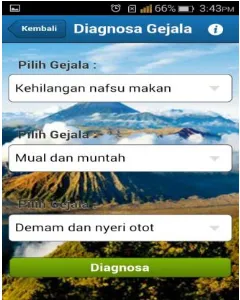 Gambar 6. Menu diagnosa penyakit berdasarkan  gejala 