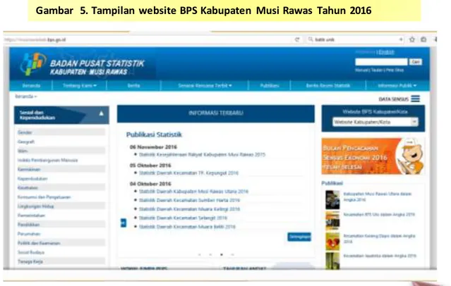 Gambar   5. Tampilan  website BPS Kabupaten  Musi Rawas  Tahun  2016 