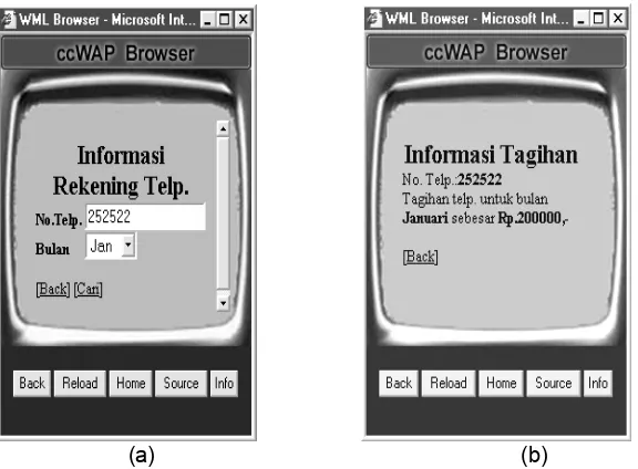Gambar 5. Pengujian black box test pencarian info tagihan (a) input (b) output  