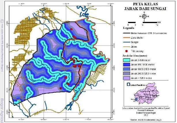 Gambar 11Peta kelas jarak dari sungai.