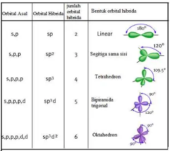 Tabel I.5 Berbagai macam tipe hibridisasi 