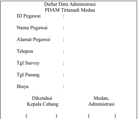 Gambar 4.5 Formulir Input Data Administrasi Sumber : PDAM Tirtanadi Medan