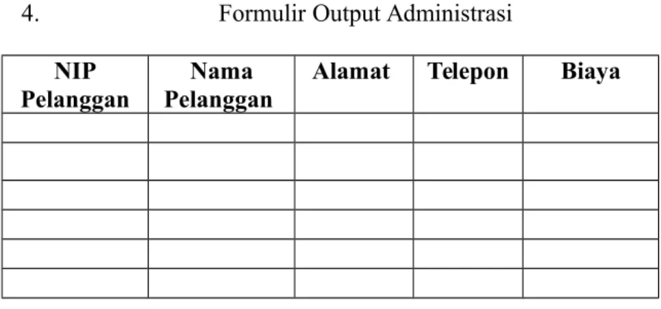 Gambar 4.9 Formulir Output Administrasi     Sumber : PDAM Tirtanadi Medan