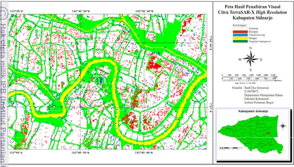 Gambar 16 Peta hasil penafsiran visual citra TerraSAR-X high resolution di Kabupaten Sidoarjo.