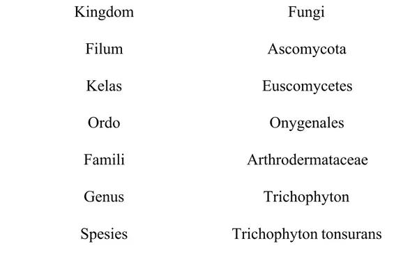 Tabel 1. Taksonomi Trichophyton tonsurans: