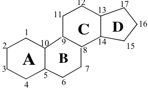 Gambar 8. Kerangka dasar steroida dan sistem penomorannya 