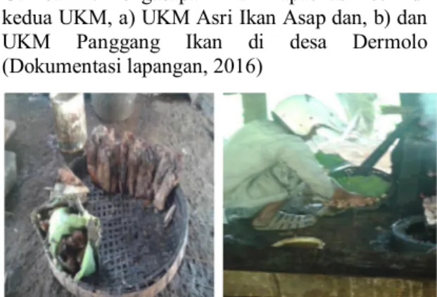 Gambar 2. Pembungkus ikan asap, a) UKM Asri  Ikan Asap dan, b) dan UKM Panggang Ikan di  desa Dermolo (Dokumentasi lapangan, 2016) 