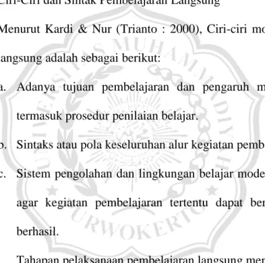 Tabel 2.1 Sintak pembelajaran langsung 