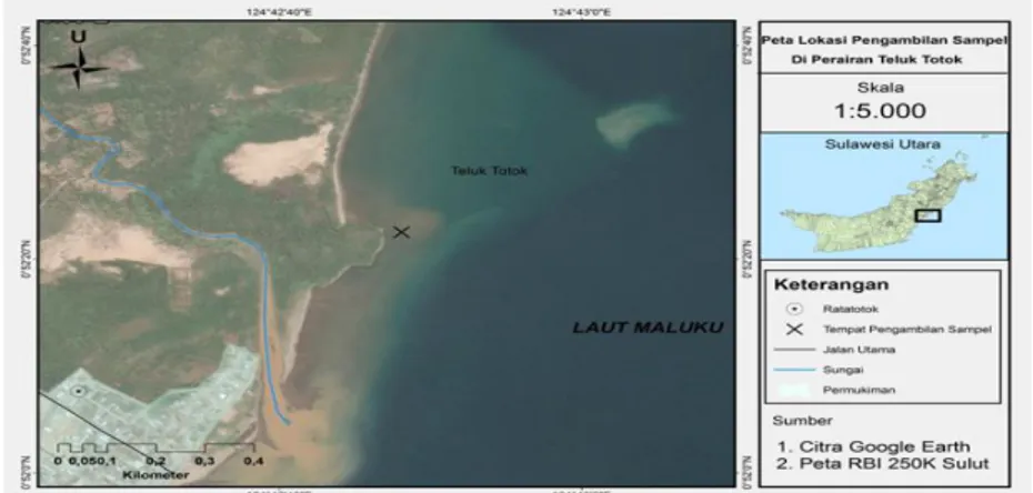 Gambar 1. Lokasi pengambilan sampel (Perairan Teluk Totok) 