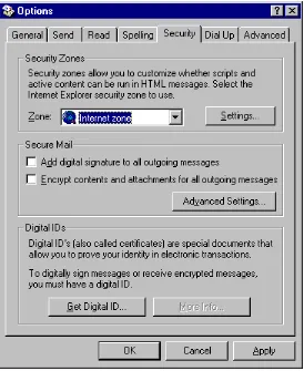 Gambar 2. Dialog box untuk membuat sertifikat digital pada Microsot Outlook 