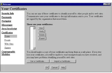 Gambar 3. Dialog box untuk membuat sertifikat digital pada Netscape 
