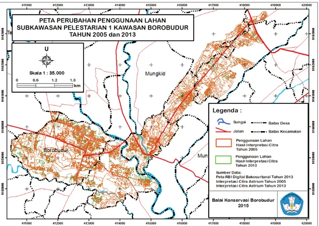 Tabel Interpretasi luasan penggunaan lahan berdasarkan citra satelit 2013