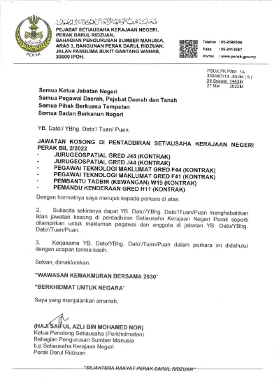 YB Setiausaha Kerajaan Negeri Perak Darul Ridzuan. KPSUK (Bahagian ...