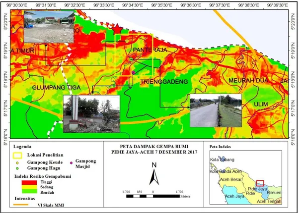 Gambar 1. Peta dampak gempa bumi Pidie Jaya [7]