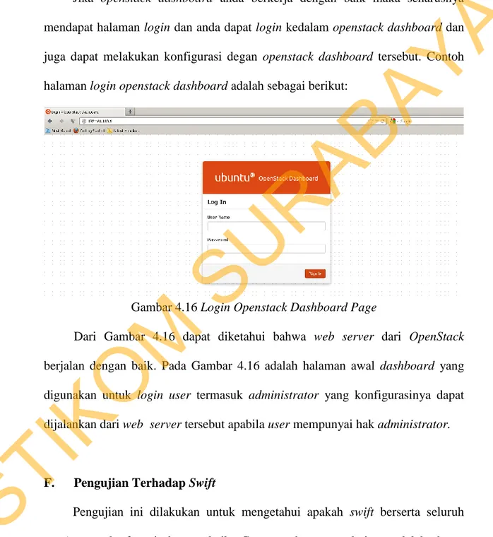 Gambar 4.16 Login Openstack Dashboard Page 
