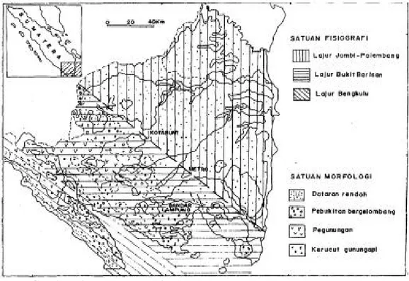 Gambar 3. Peta Fisiografi daerah Lampung (Mangga, dkk, 1993)