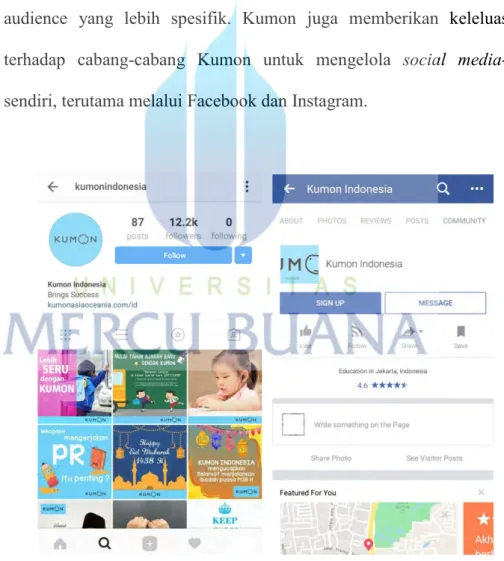 Gambar 6 Tampilan Instagram dan Facebook Mobile Kumon Indonesia 