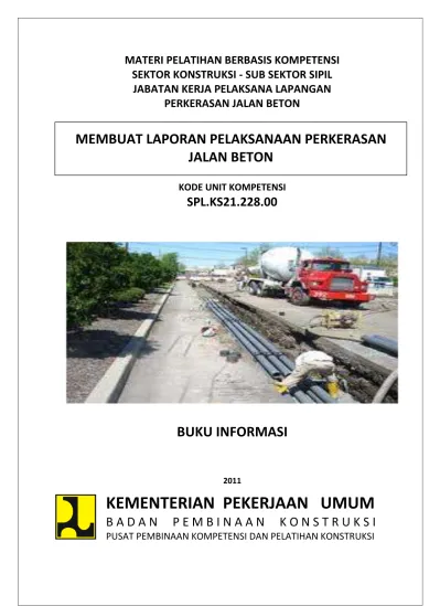 MATERI PELATIHAN BERBASIS KOMPETENSI SEKTOR KONSTRUKSI - SUB SEKTOR ...