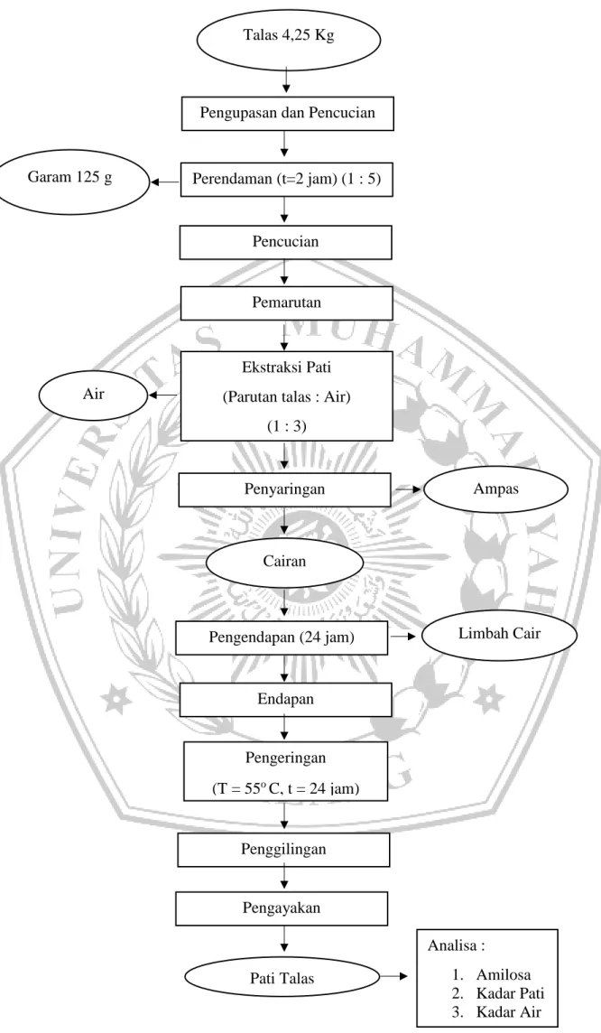 Gambar 3.  Diagram Alir Pembuatan Pati Talas (Sutrisno, 2009)  21 