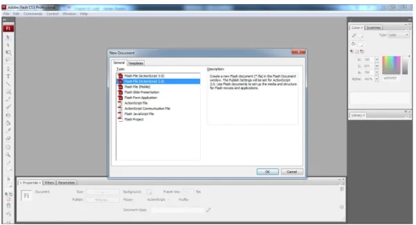 Gambar 2.1 Tampilan Start page Adobe Flash CS3 Professional 