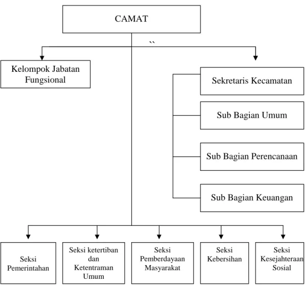 Gambar  I  :  Struktur  Organisasi Kecamatan  Bangkinang  Seberang Kabupaten Kampar Tahun 2012