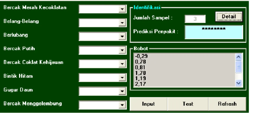 Gambar 6 : Penentuan bobot prediksi penyakit  5  PEMBAHASAN 