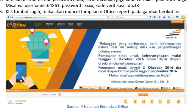 Gambar 4 Halaman Beranda e-Office 