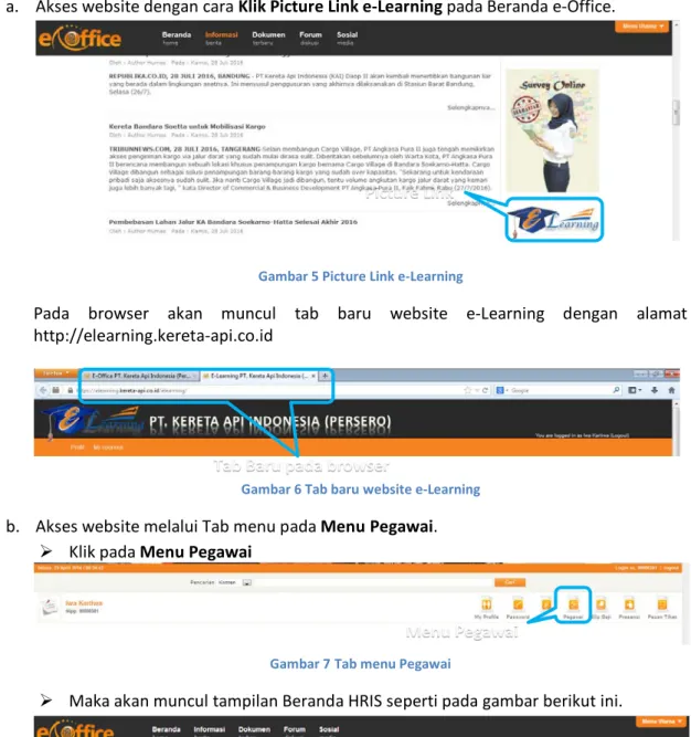 Gambar 6 Tab baru website e-Learning 