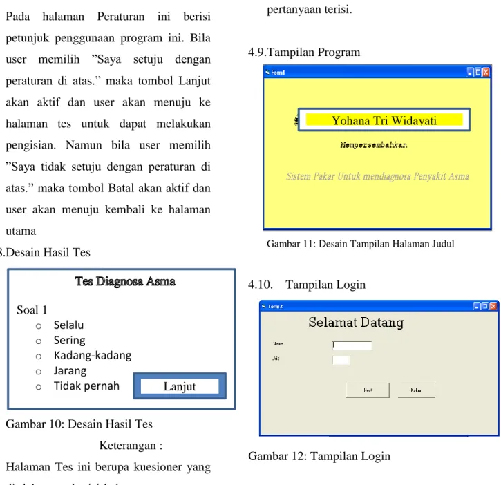 Gambar 10: Desain Hasil Tes  Keterangan : 