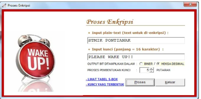 Gambar 5. Tampilan Form Input Proses Enkripsi  