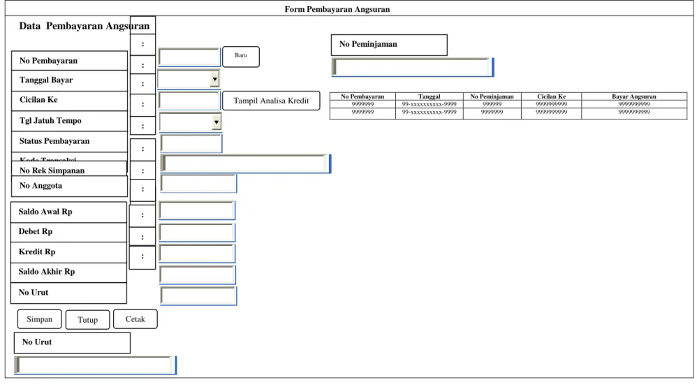 Gambar III.23. Rancangan Input Form Input Data Pembayaran Angsuran 
