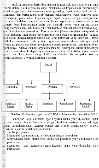 Gambar  10  Struktur organisasi CV Wahyu Makmur Sejahtera tahun 2012 