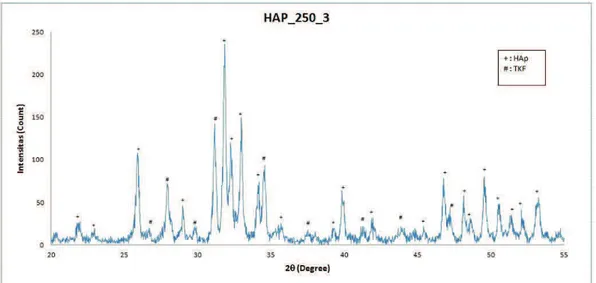 Gambar 4  Pola difraksi sampel HAp suhu 250  o C pada waktu 3 jam 