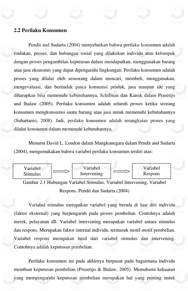 Gambar 2.1 Hubungan Variabel Stimulus, Variabel Intervening, Variabel    Respons. Pendit dan Sudarta (2004) 