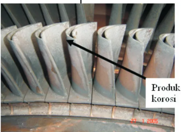 Gambar 8 : Produk korosi pada sudu turbin