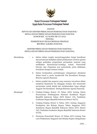 - 3 - MENTERI PERENCANAAN PEMBANGUNAN NASIONAL/ KEPALA BADAN ...