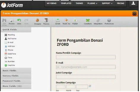 Gambar 9. Form Pengambilan Donasi ZFord pada JotForm 