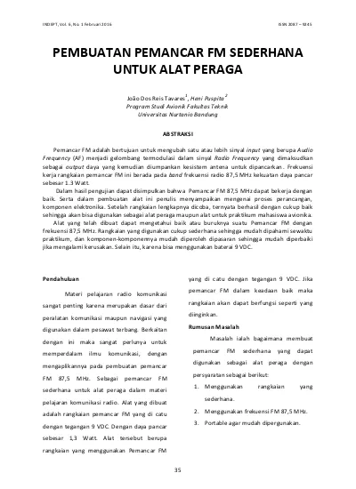 Pembuatan Pemancar Fm Sederhana Untuk Alat Peraga